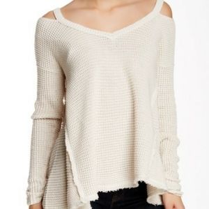 FP 'Moonshine' Waffle Knit Cold Shoulder Sweater